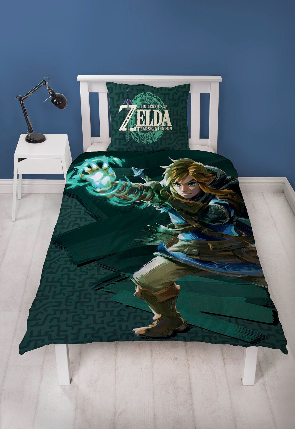 The Legend of Zelda : Tears of the Kingdom - Parure de lit en microfibre Link (140x200cm + 63x63cm) - flash vidéo