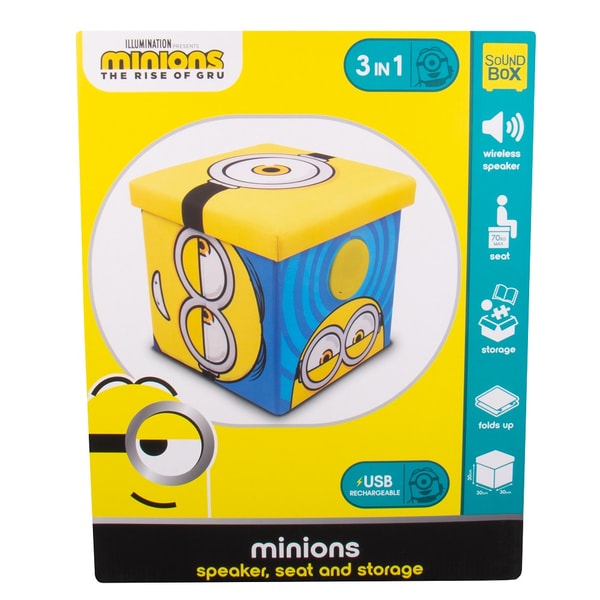 Minions - Sound Box avec enceinte audio, siège et boîte de rangement - flash vidéo
