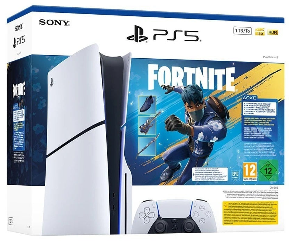PlayStation 5 Console White 1TB (Slim Model - Chassis E) + Fortnite Flowering Chaos Bundle