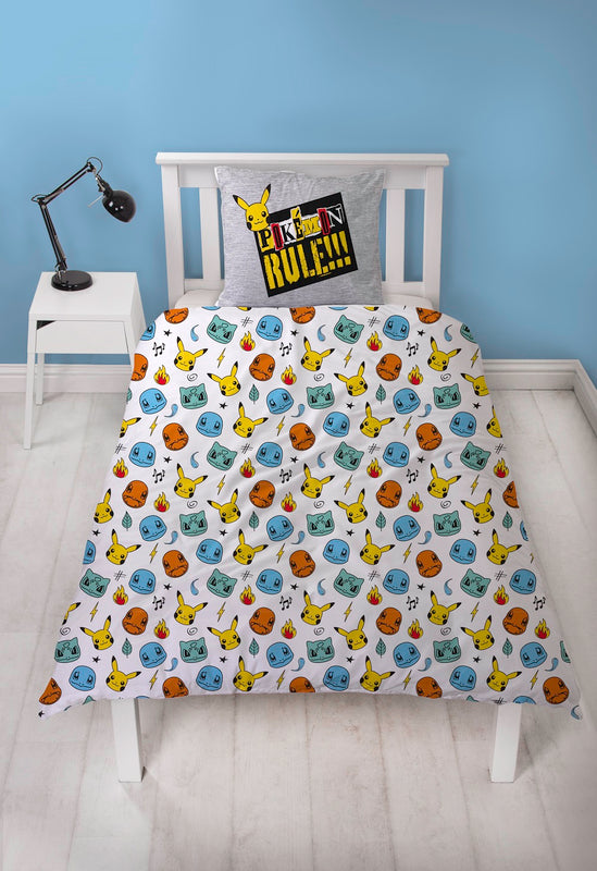 Pokémon - Parure de lit en microfibre Pikachu et Starter 1G IV (140x200cm + 63x63cm)