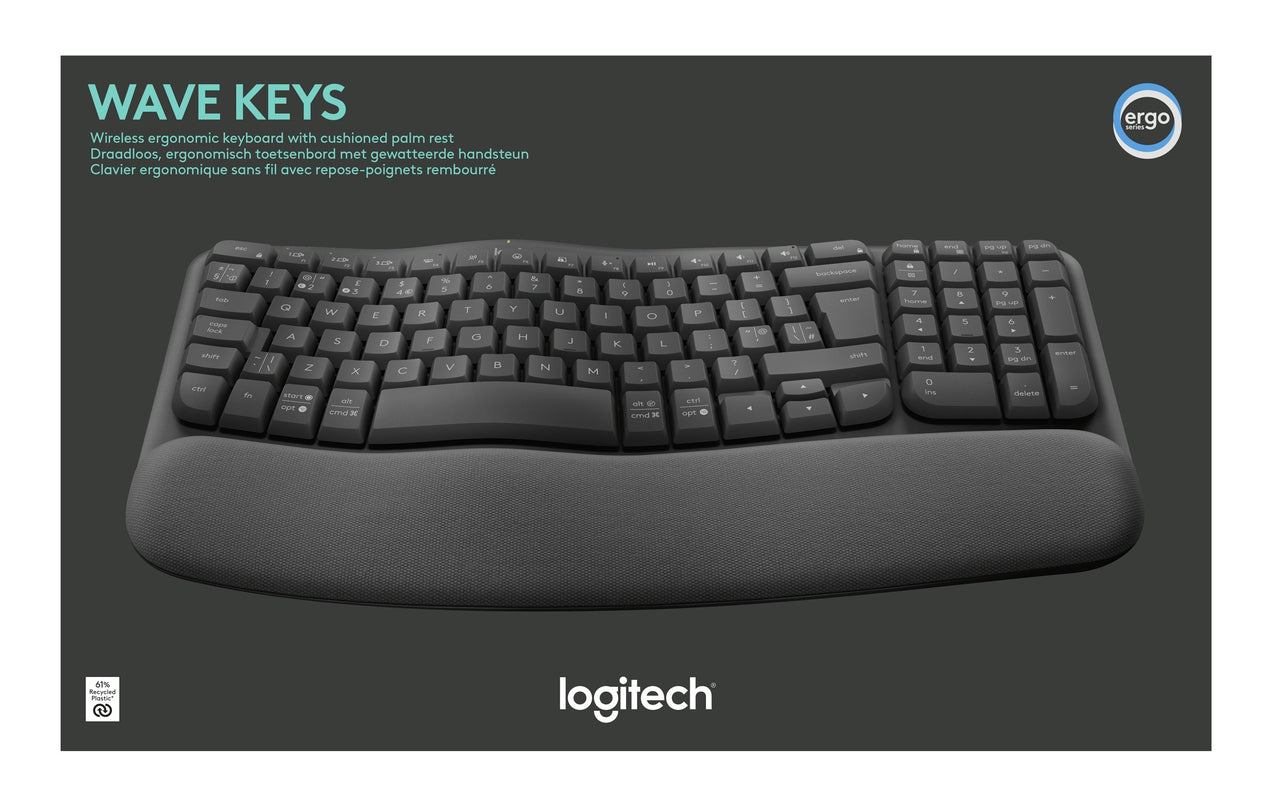 Logitech - Clavier ergonomique sans fil avec repose-poignets rembourré