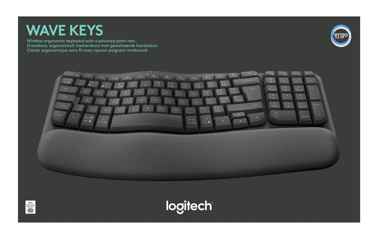 Logitech - Clavier ergonomique sans fil avec repose-poignets rembourré