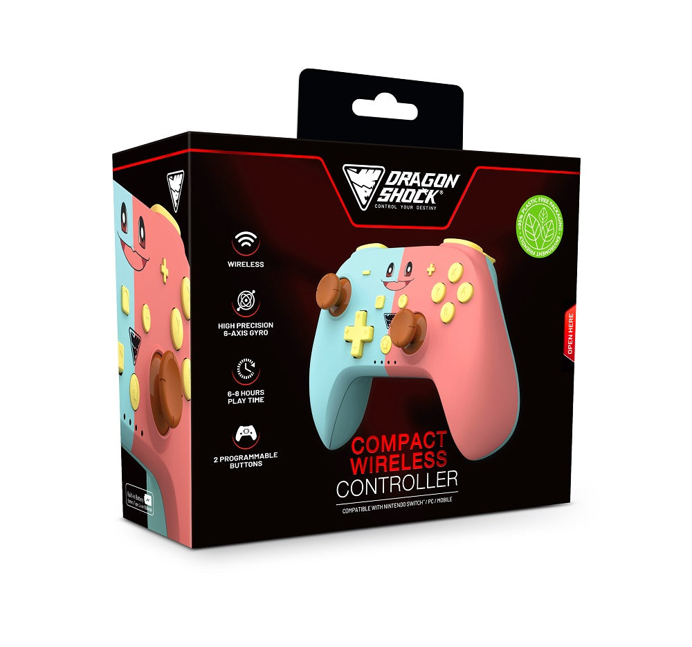 DragonShock - Manette compacte sans fil Bluetooth PopTop Bleue et Rose pour Switch et Switch OLED