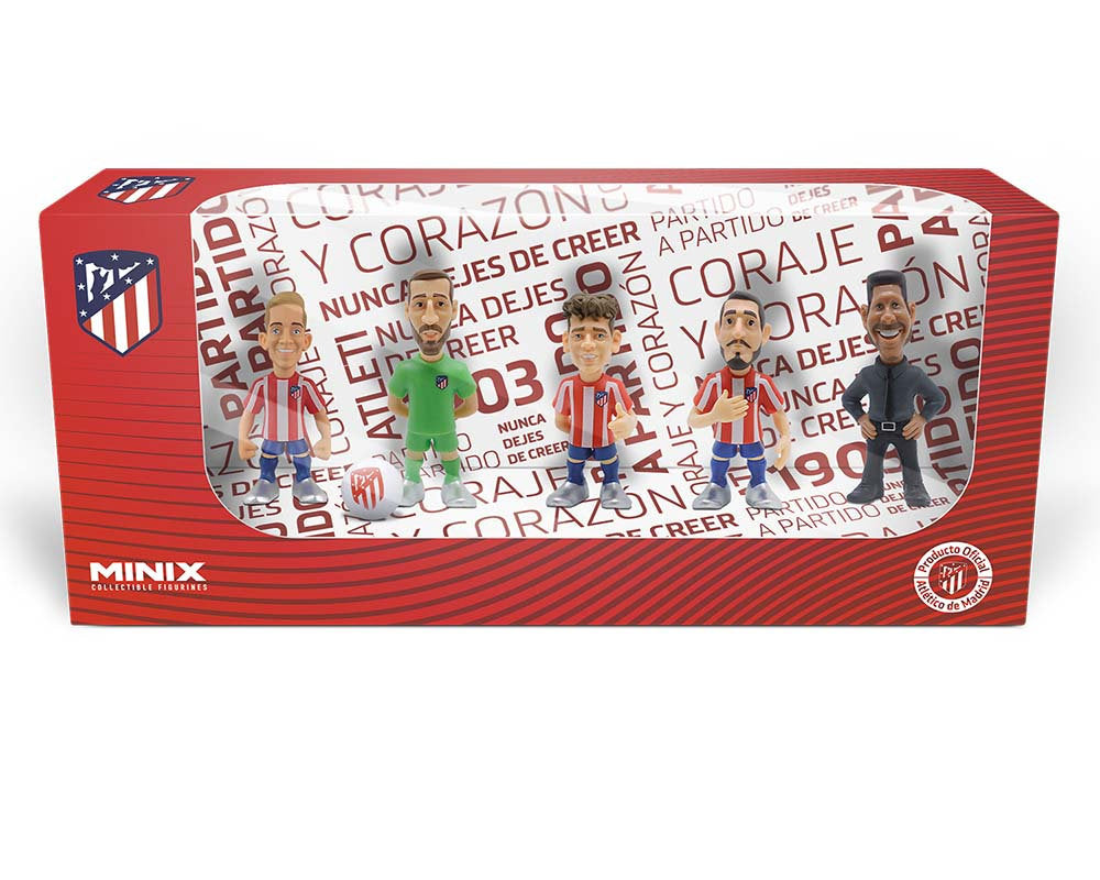 Minix - Football Stars - Pack de 5 Atletico de Madrid (Simeone, Oblak, Koke, Griezmann, Llorente) - Figurines PVC 7 cm
