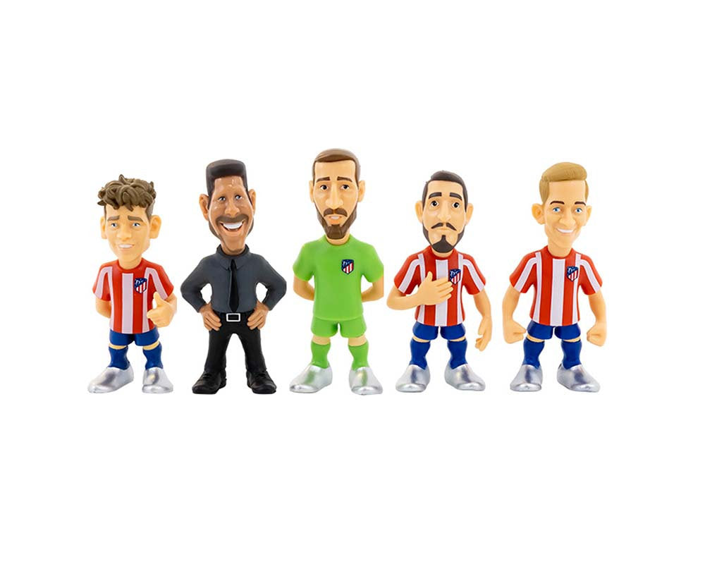 Minix - Football Stars - Pack de 5 Atletico de Madrid (Simeone, Oblak, Koke, Griezmann, Llorente) - Figurines PVC 7 cm