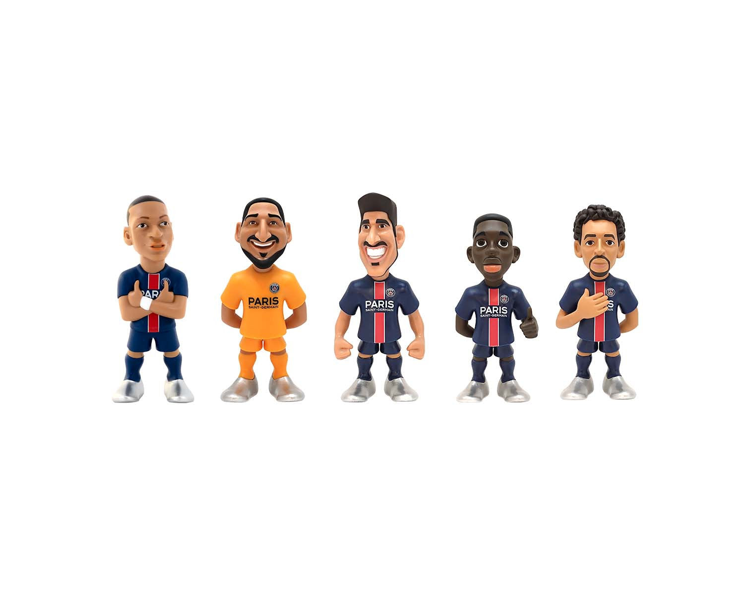 Minix - Football Stars - Pack de 5 PSG (Kang In Lee/Dembele/Zaire-Emery/Marquinhos/Donnarumma) - Figurines PVC 7 cm