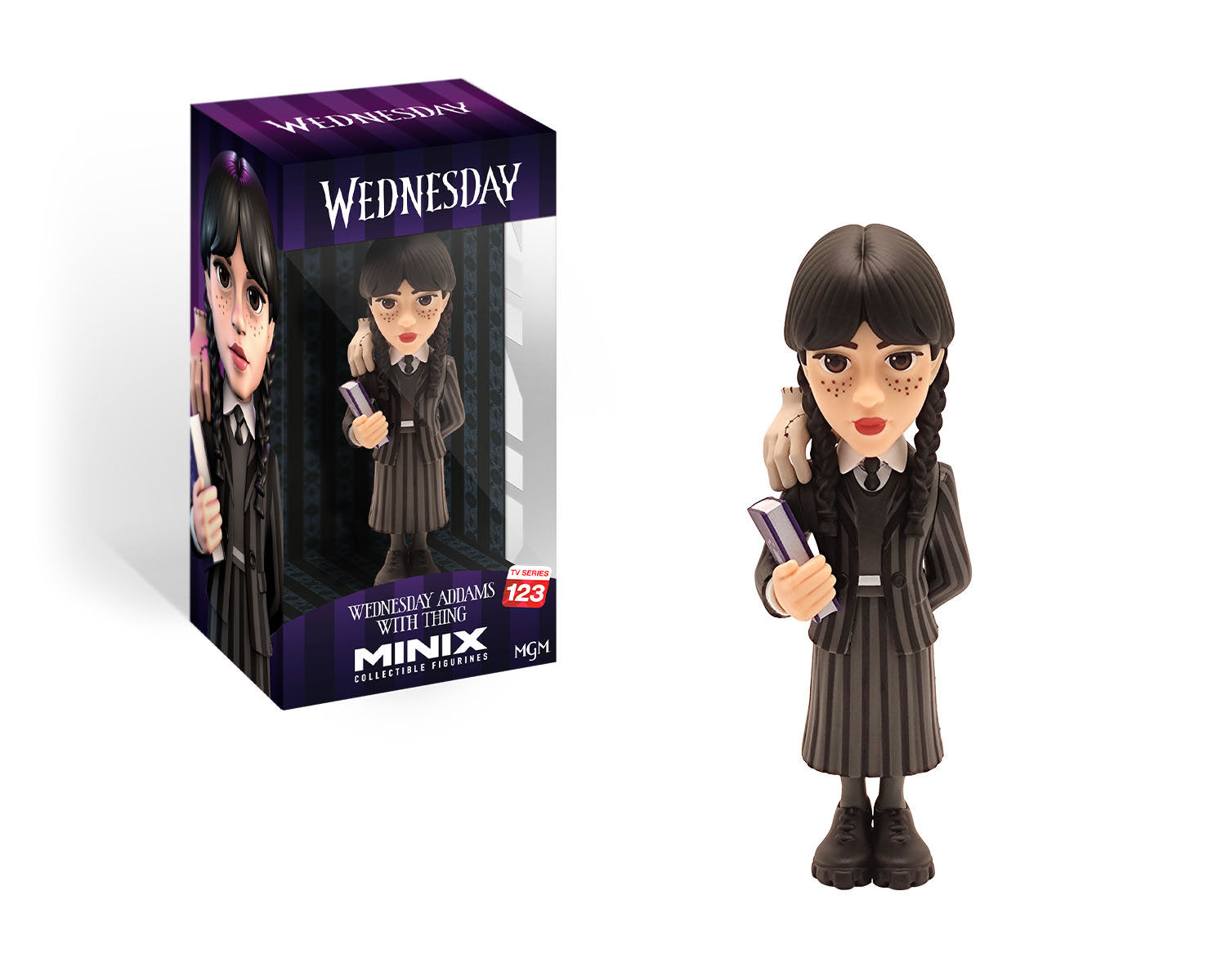 Minix - TV Series #123 - Wednesday - Mercredi Addams avec La Chose - Figurines PVC 12 cm