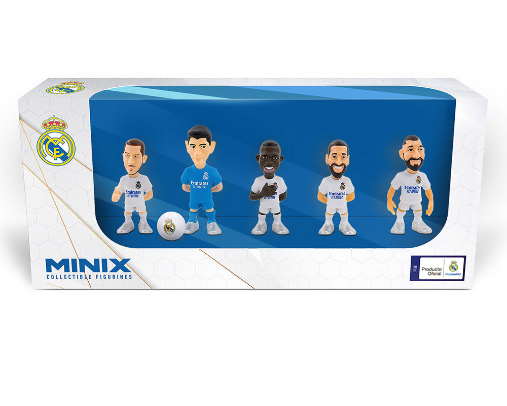 EOL Minix - Football Stars - Pack de 5 Real Madrid - B (Hazard / Courtois / Benzema / Vini JR / Carvajal) - Figurines PVC 7 cm