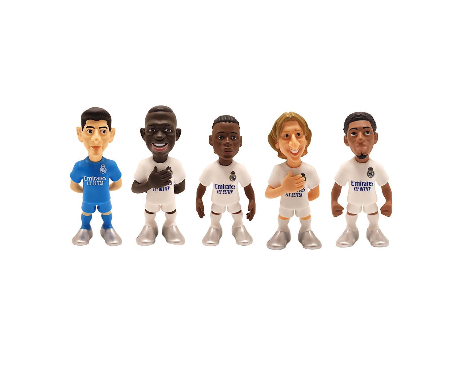 Minix - Football Stars - Pack de 5 Real Madrid 2024 (Courtois / Camavinga / Modric / Vinicius / Bellingham) - Figurines PVC 7 cm