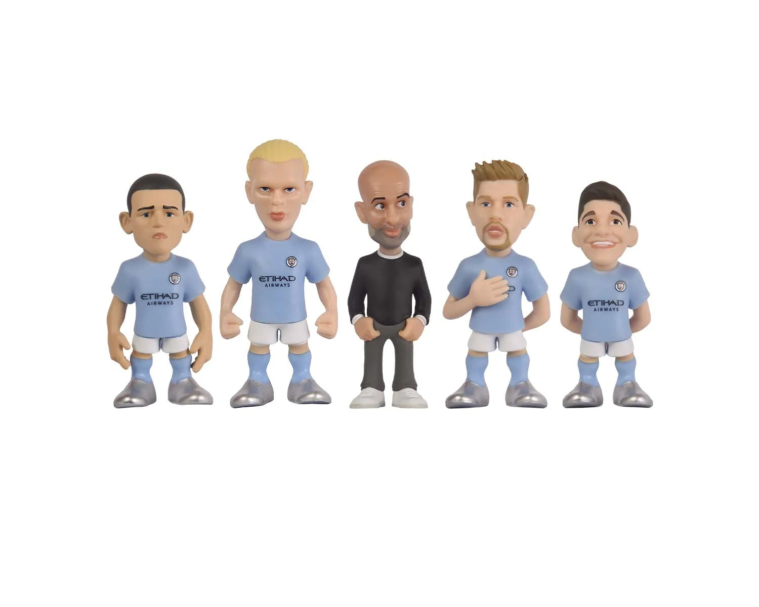 Minix - Football Stars - Pack de 5 Manchester City (Guardiola/Haaland/Foden/De Bruyne/Gundogan) - Figurines PVC 7 cm