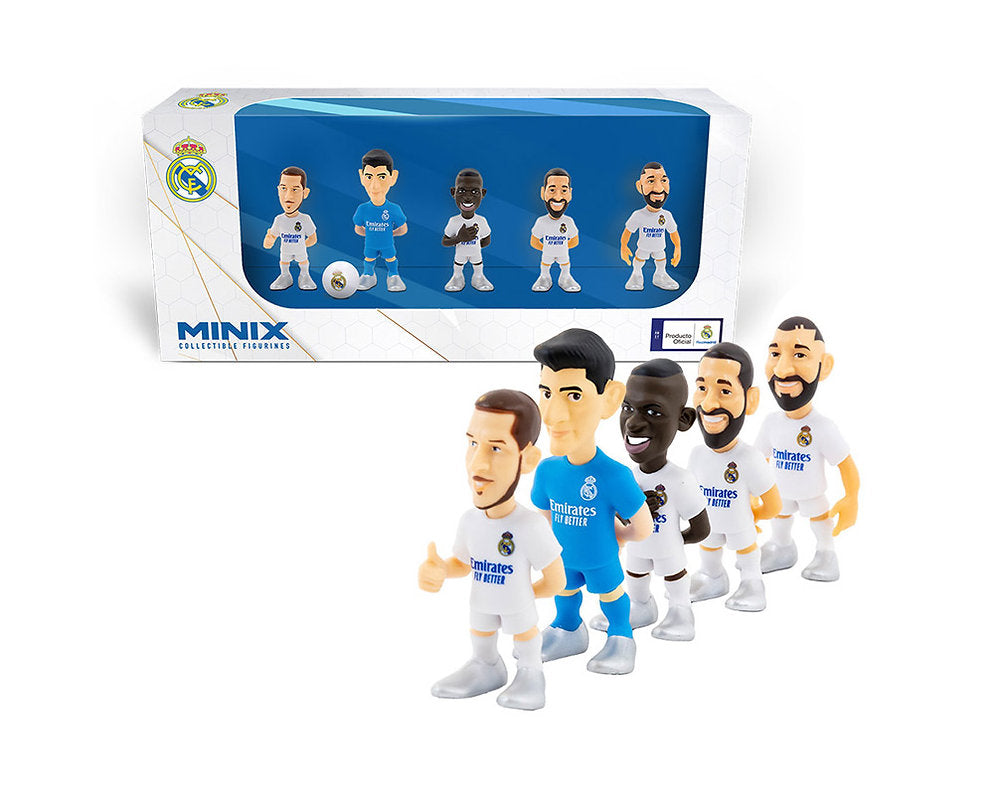 Minix -Football -REAL MADRID -PACK DE 5 Hazard - Courtois - Benzema - Vinicius JR - Carvajal -Figurine -7 cm