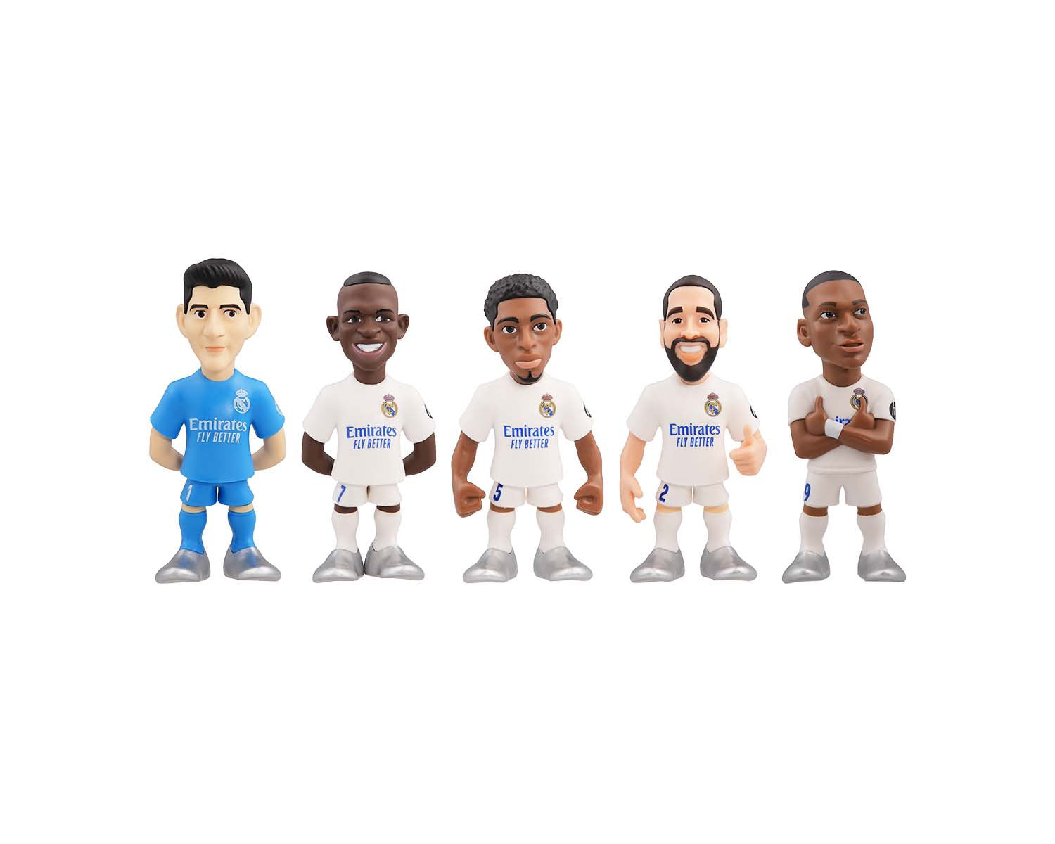Minix -Football -REAL MADRID -PACK DE 5 Hazard - Courtois - Benzema - Vinicius JR - Carvajal -Figurine -7 cm