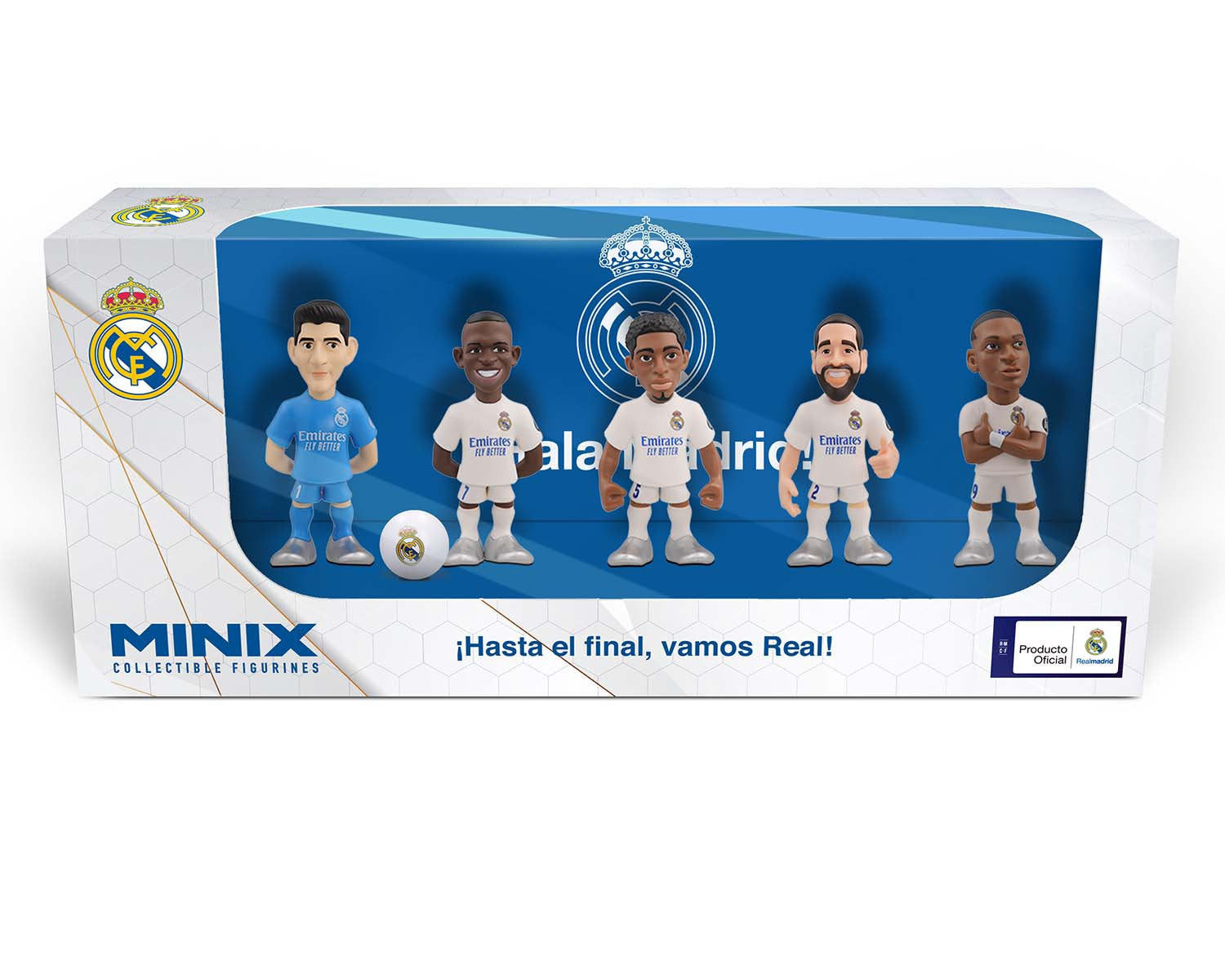 Minix - Football Stars - Pack de 5 Real Madrid B (Courtois / Vinicius / Bellingham / Carvajal / Mbappé) - Figurines PVC 7 cm