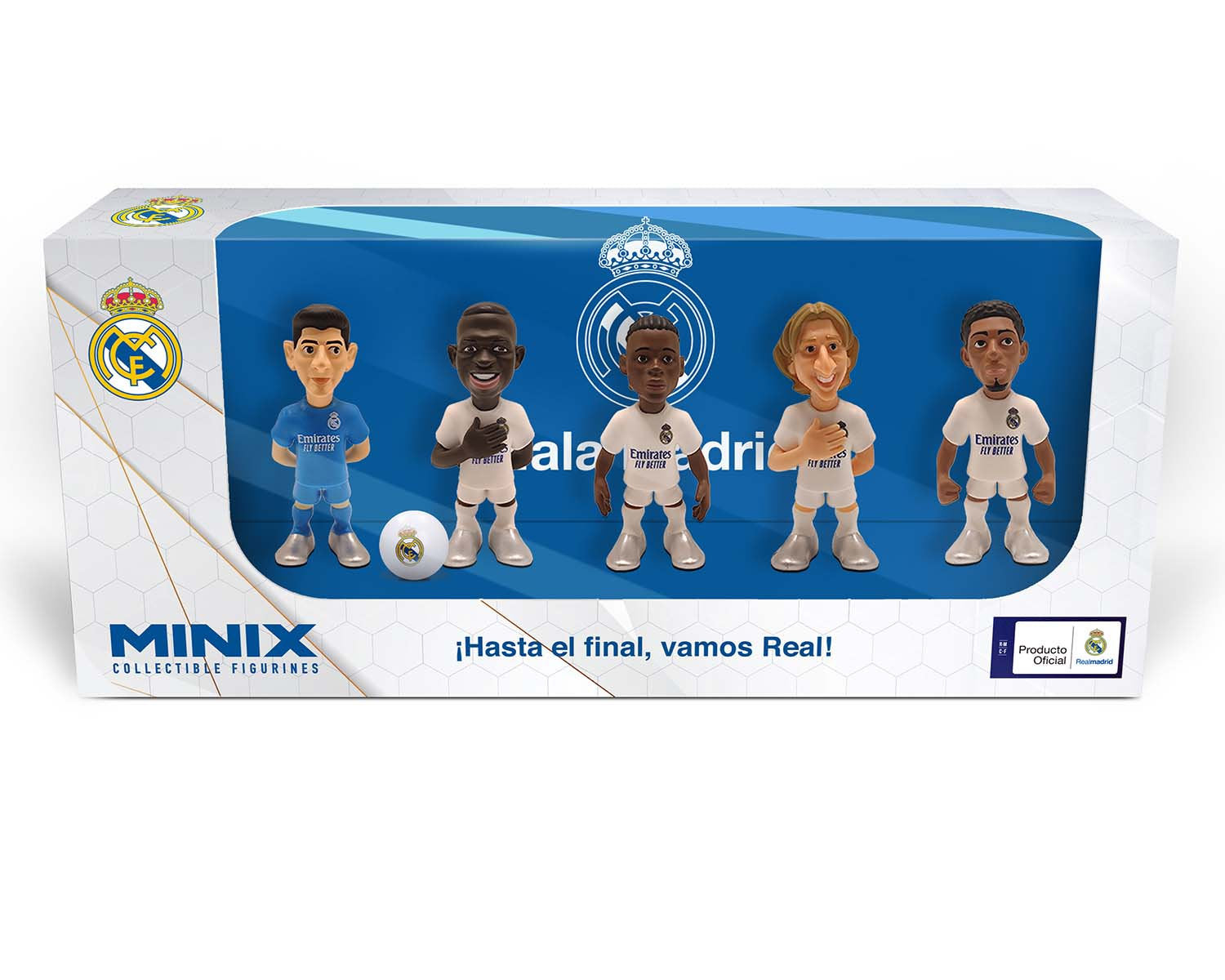 Minix - Football Stars - Pack de 5 Real Madrid 2024 (Courtois / Camavinga / Modric / Vinicius / Bellingham) - Figurines PVC 7 cm