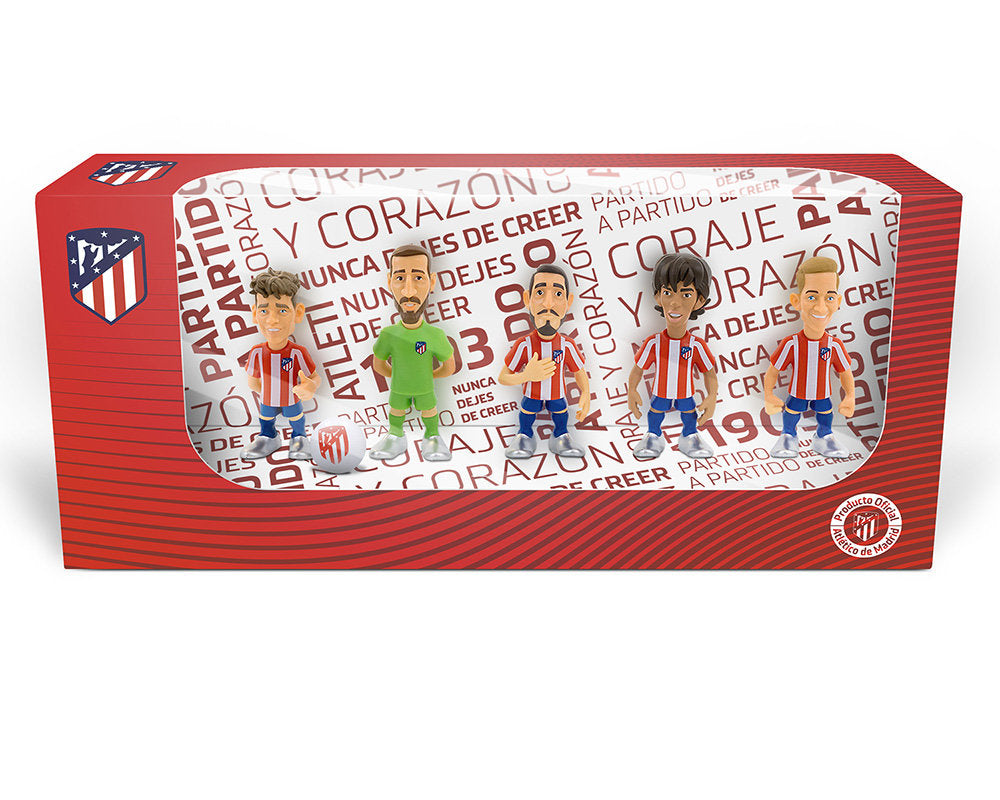 Minix - Football Stars - Pack de 5 Atletico Madrid - Figurines PVC 7 cm - flash vidéo