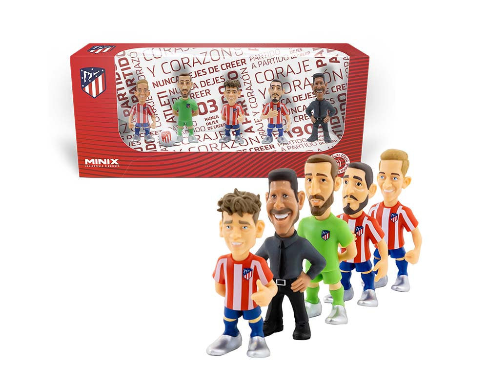 Minix - Football Stars - Pack de 5 Atletico de Madrid (Simeone, Oblak, Koke, Griezmann, Llorente) - Figurines PVC 7 cm