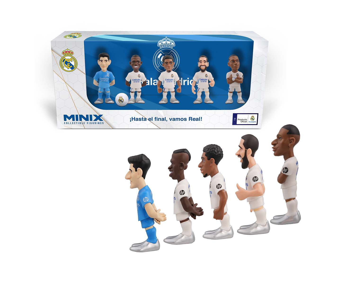 Minix - Football Stars - Pack de 5 Real Madrid B (Courtois / Vinicius / Bellingham / Carvajal / Mbappé) - Figurines PVC 7 cm