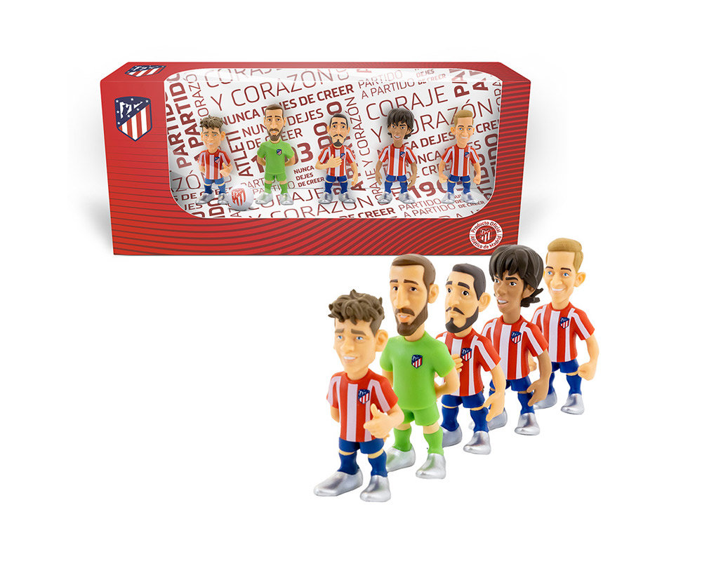 Minix - Football Stars - Pack de 5 Atletico Madrid - Figurines PVC 7 cm - flash vidéo