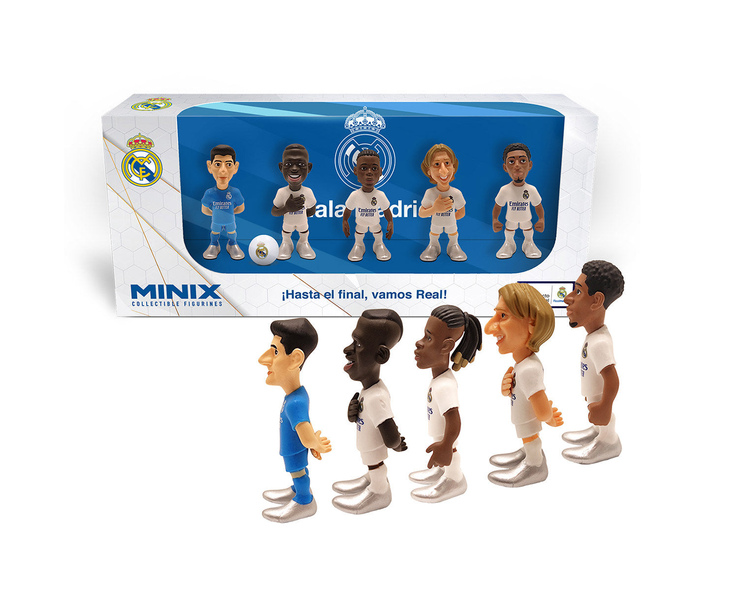Minix - Football Stars - Pack de 5 Real Madrid 2024 (Courtois / Camavinga / Modric / Vinicius / Bellingham) - Figurines PVC 7 cm