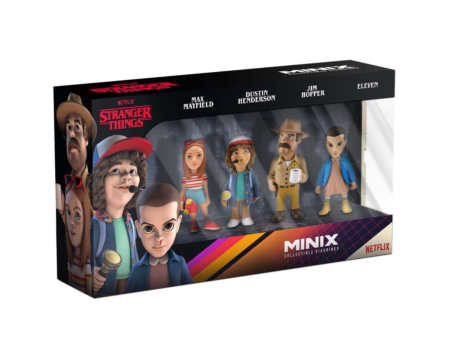 Minix - TV Series - Pack de 4 Stranger Things (Eleven, Dustin, Hopper, Max) - Figurines PVC 7 cm