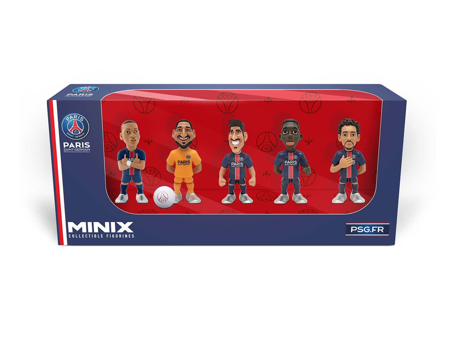 Minix - Football Stars - Pack de 5 PSG (Kang In Lee/Dembele/Zaire-Emery/Marquinhos/Donnarumma) - Figurines PVC 7 cm