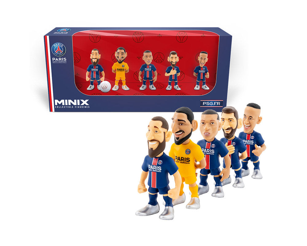 Minix - Football Stars - Pack de 5 PSG - Figurines PVC 7 cm - flash vidéo