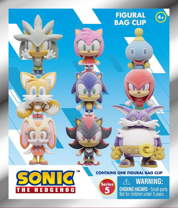 Sega - Sonic the Hedgehog - Assortiment en blind bag de figurines de sac de collection en mousse (Flocked) (Série 5) (24 pcs)