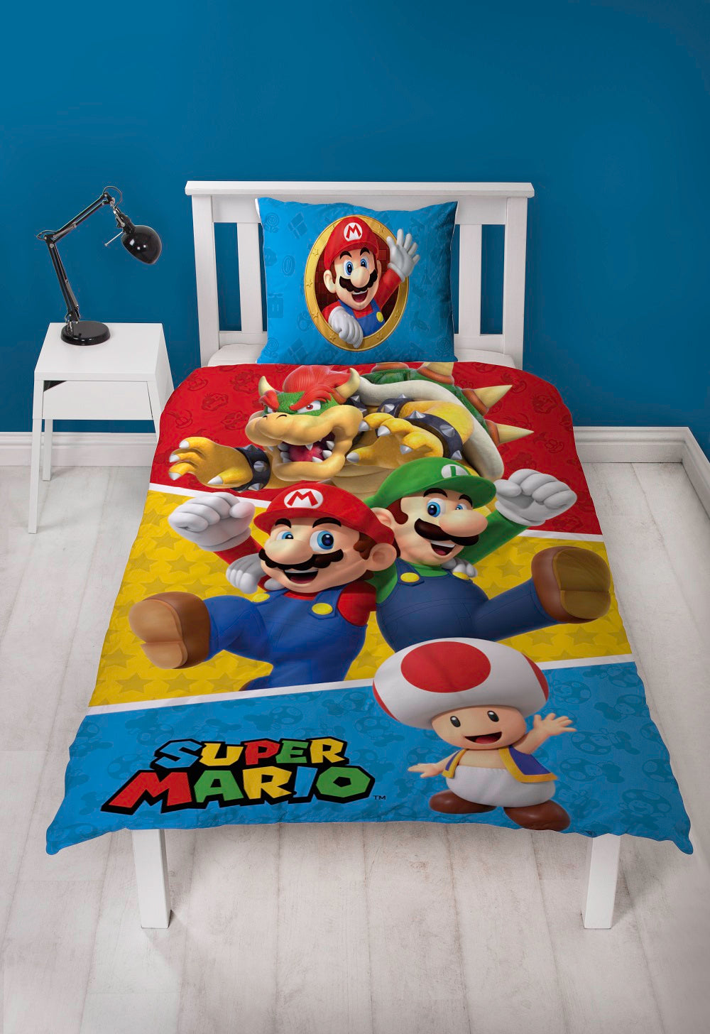 Super Mario - Parure de lit en microfibre Mario et ses amis IV (140x200cm + 63x63cm) - flash vidéo