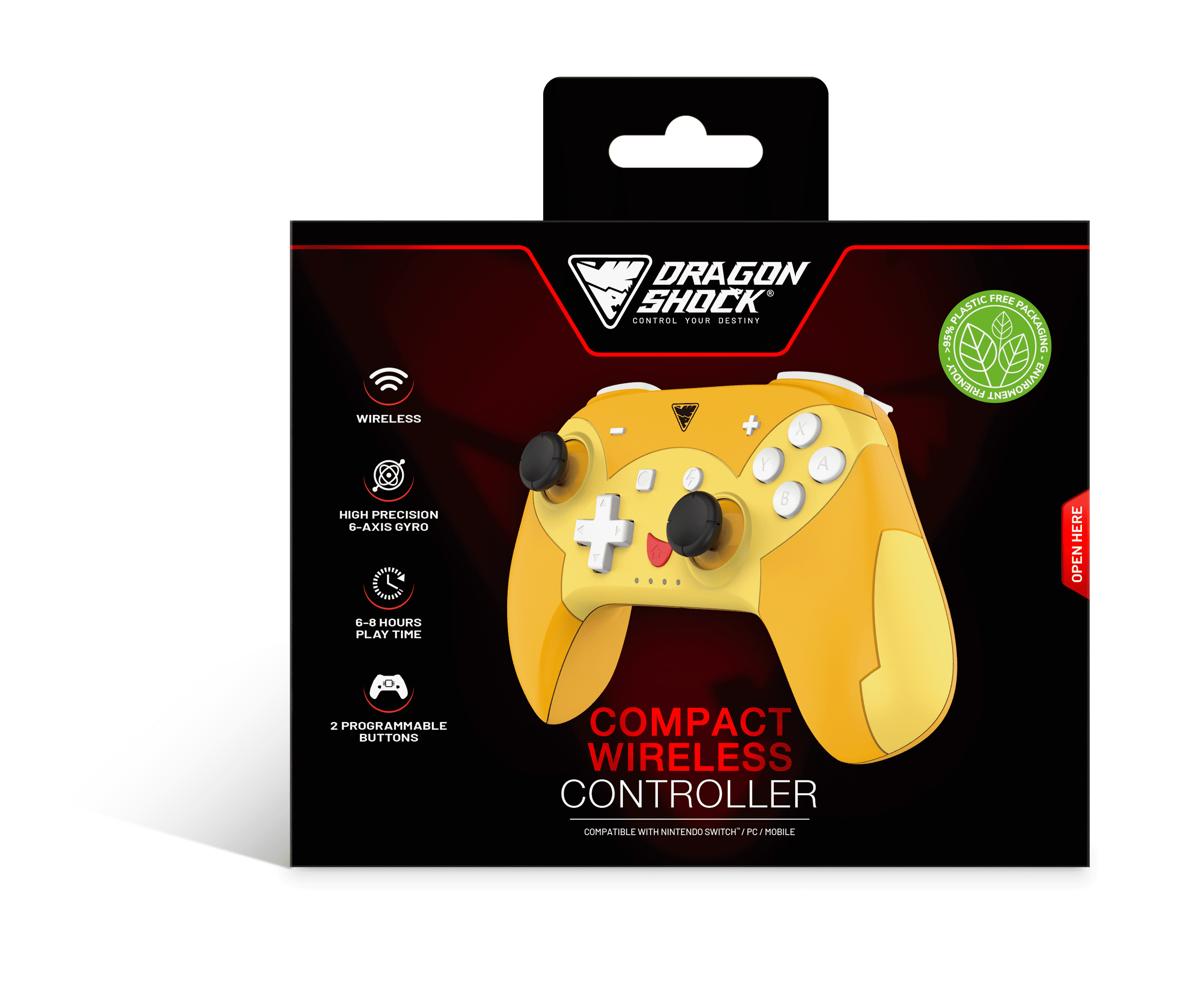 DragonShock - Manette compacte sans fil Bluetooth PopTop Pika pour Nintendo Switch et Switch OLED - flash vidéo