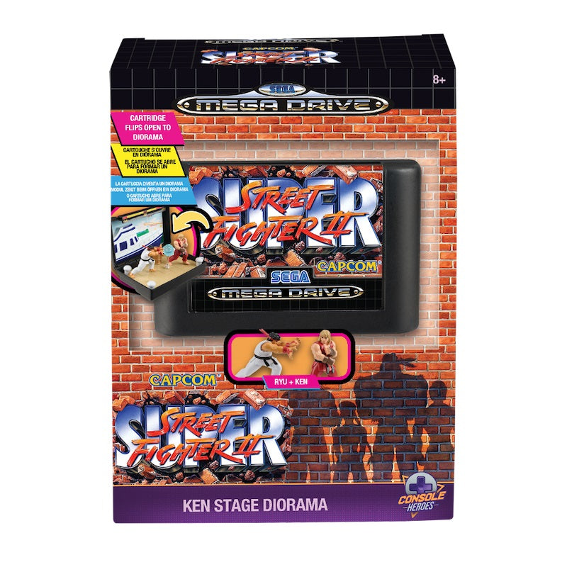 Console Heroes - Mega Drive - Street Fighter II (Ken Stage) Diorama 7cm