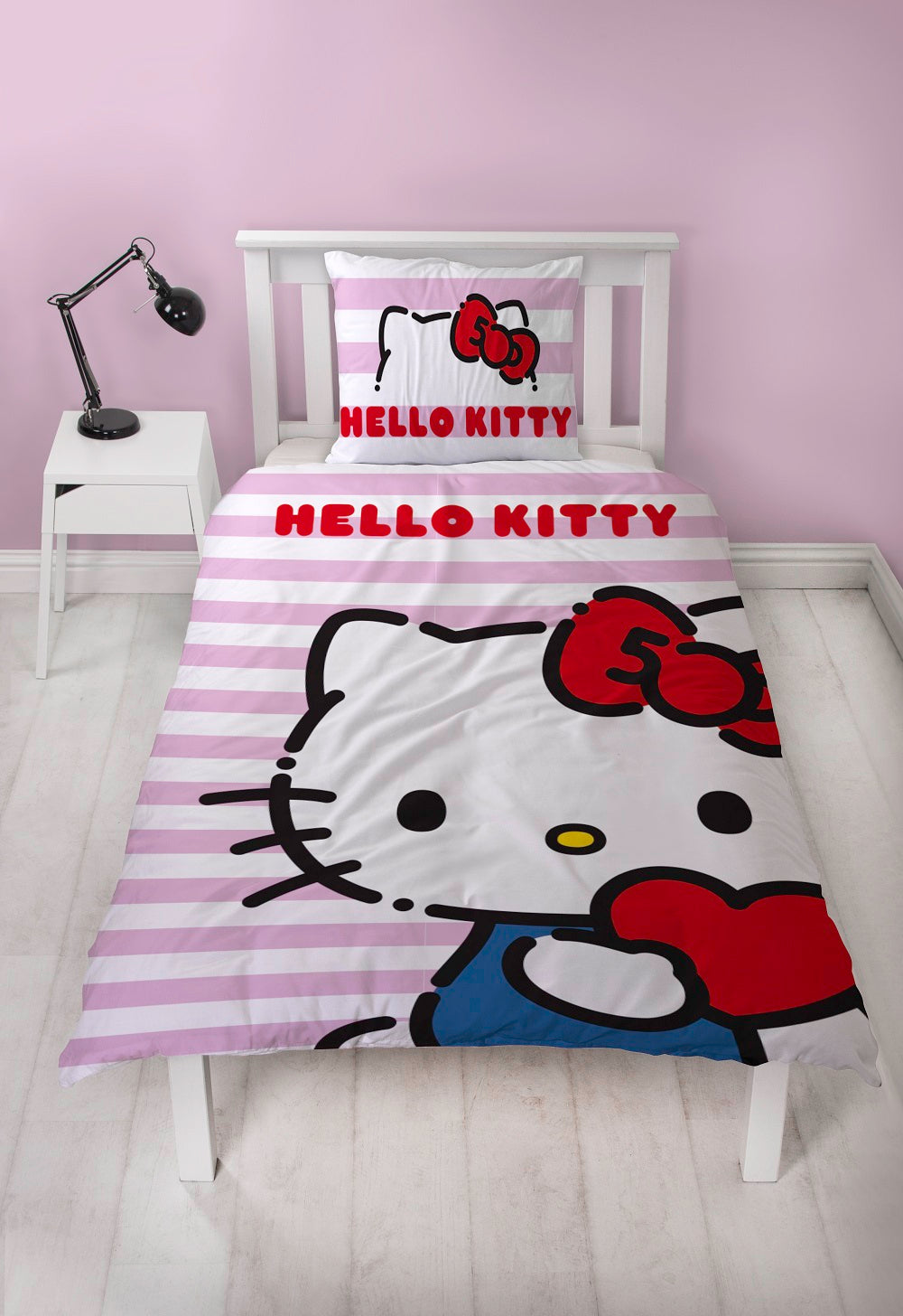 Hello Kitty - Parure de lit en microfibre (140x200cm + 63x63cm) - flash vidéo