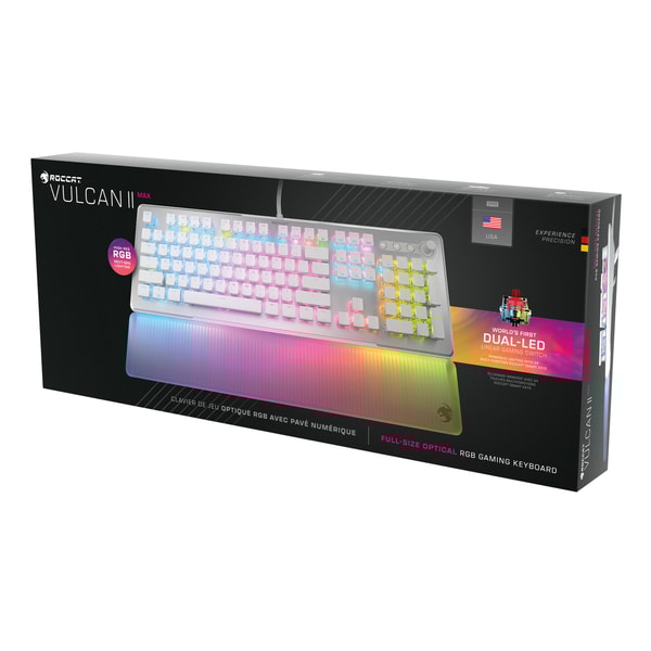 Roccat - Clavier de jeu RGB optique Vulcan II Max Blanc - Disposition Qwerty US - flash vidéo