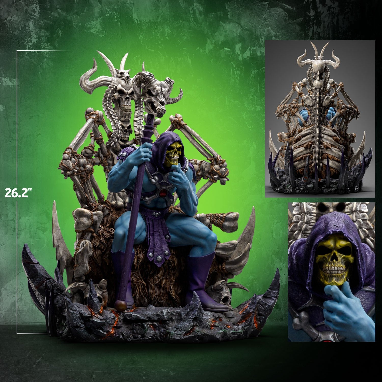 Iron Studios - Prime Scale 1/3 - Les Maîtres de l'Univers - Skeletor sur son trône Statue 67cm - flash vidéo
