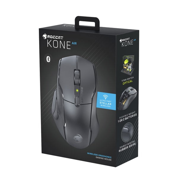 Roccat - Souris de jeu optique ergonomique sans fil Kone Air Noire - flash vidéo