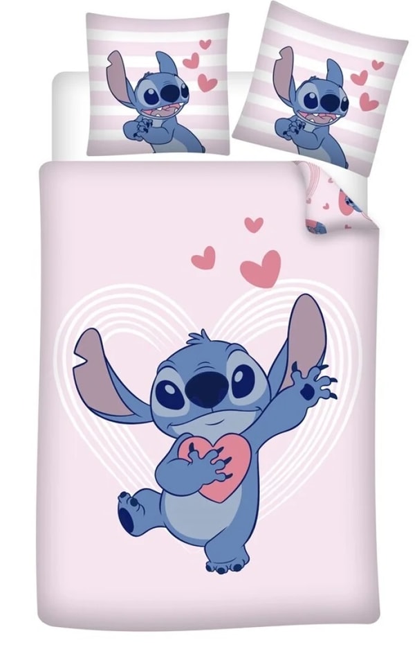 Lilo et Stitch - Housse de couette en 100% coton Amour (140x200cm + 65x65cm) - flash vidéo