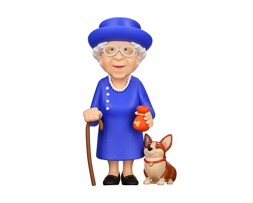 Minix - Celebrity #26 - Reine Elizabeth II avec son Corgi - Figurines PVC 12 cm