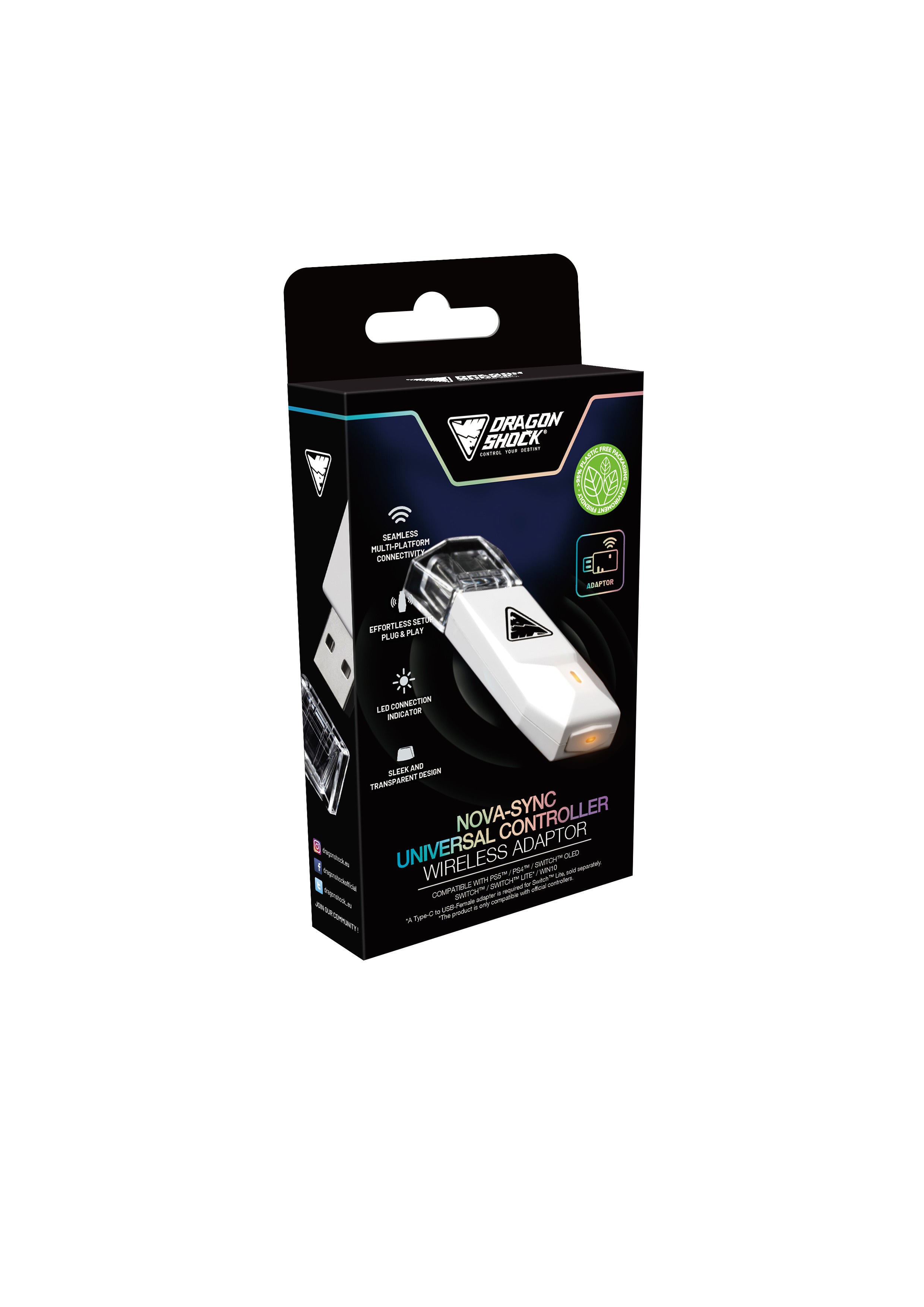 DragonShock - NOVA SYNC - Convertisseur Universel de Manettes Blanc pour Nintendo Switch, Switch OLED, PS4, PS5, Xbox One et Xbox Series X|S - flash vidéo