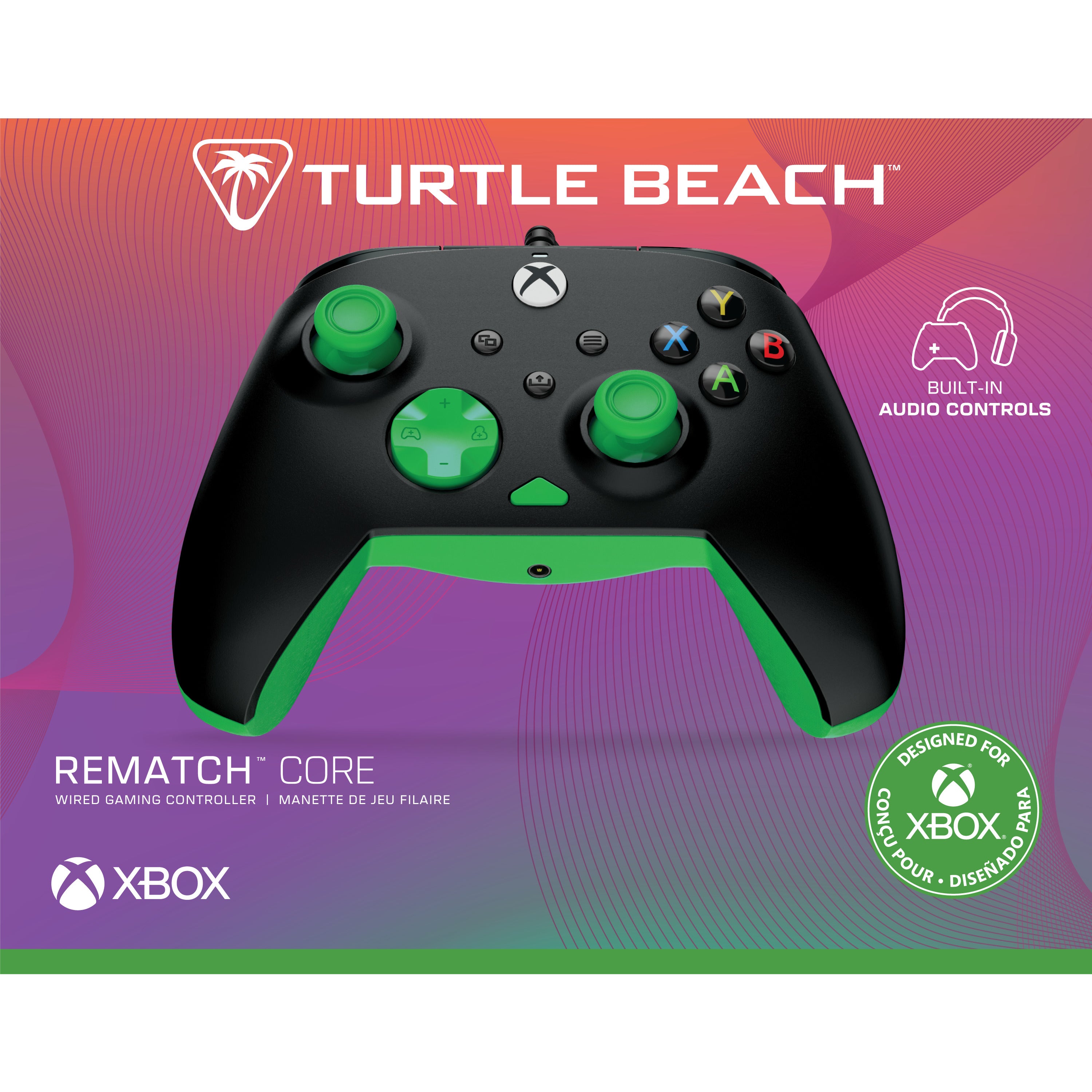 Turtle Beach - Manette de jeu filaire Rematch Core Noire et Verte pour Xbox Series X|S, Xbox One et Windows 10/11