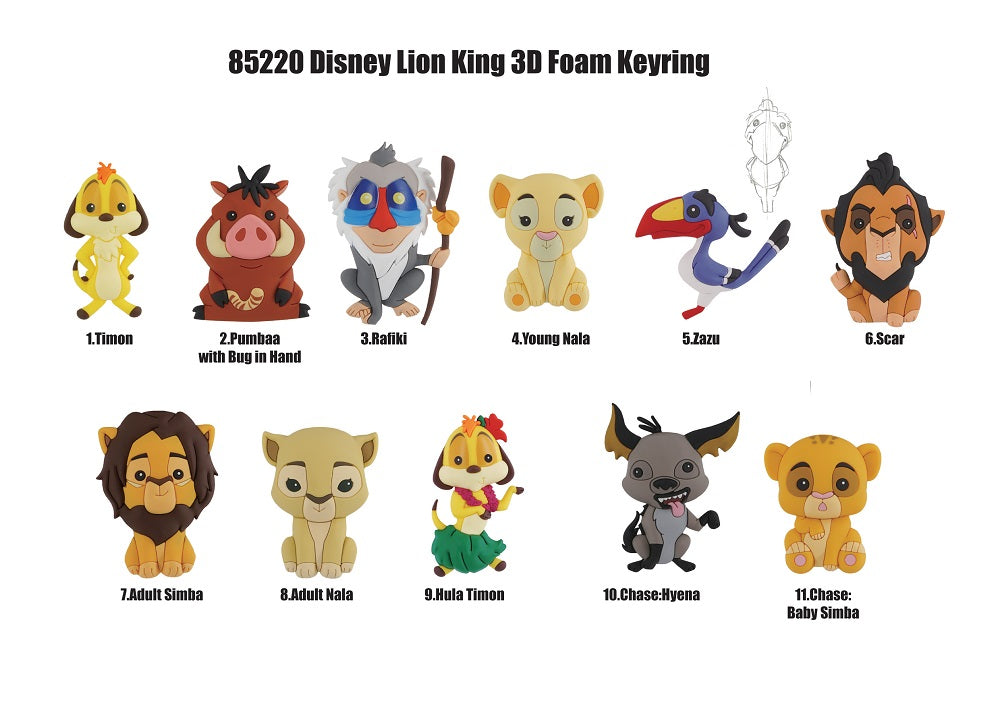 Disney - Le Roi Lion - Assortiment en blind box de figurines de sac de collection en mousse (Série 23) (24 pcs) - flash vidéo