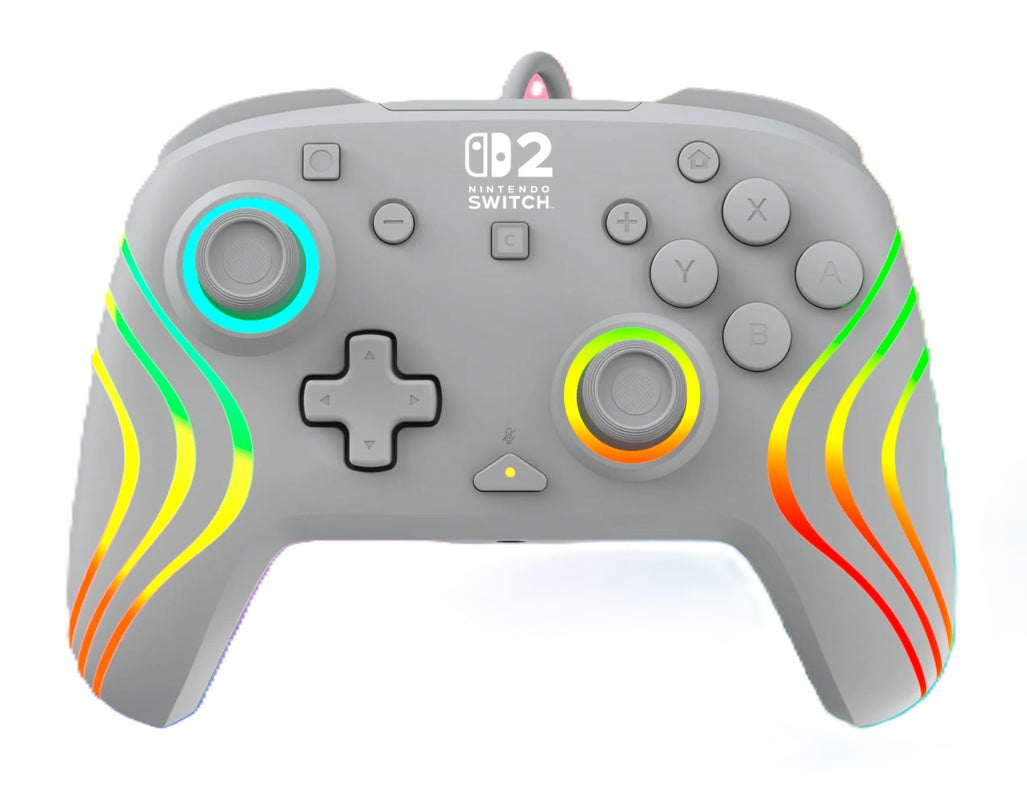 Turtle Beach - Manette de jeu RGB filaire Afterglow Wave grise pour Nintendo Switch 2, Switch et Switch modèle OLED
