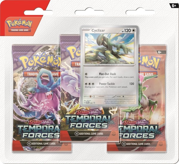 Pokémon JCC - Écarlate et Violet - Pack Blister de 3 Boosters Forces Temporelles Mélo ou Motorizard (1 Booster aléatoire) - flash vidéo