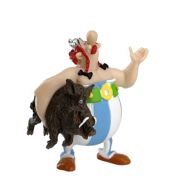 Astérix - Figurine Obélix portant un sanglier - flash vidéo