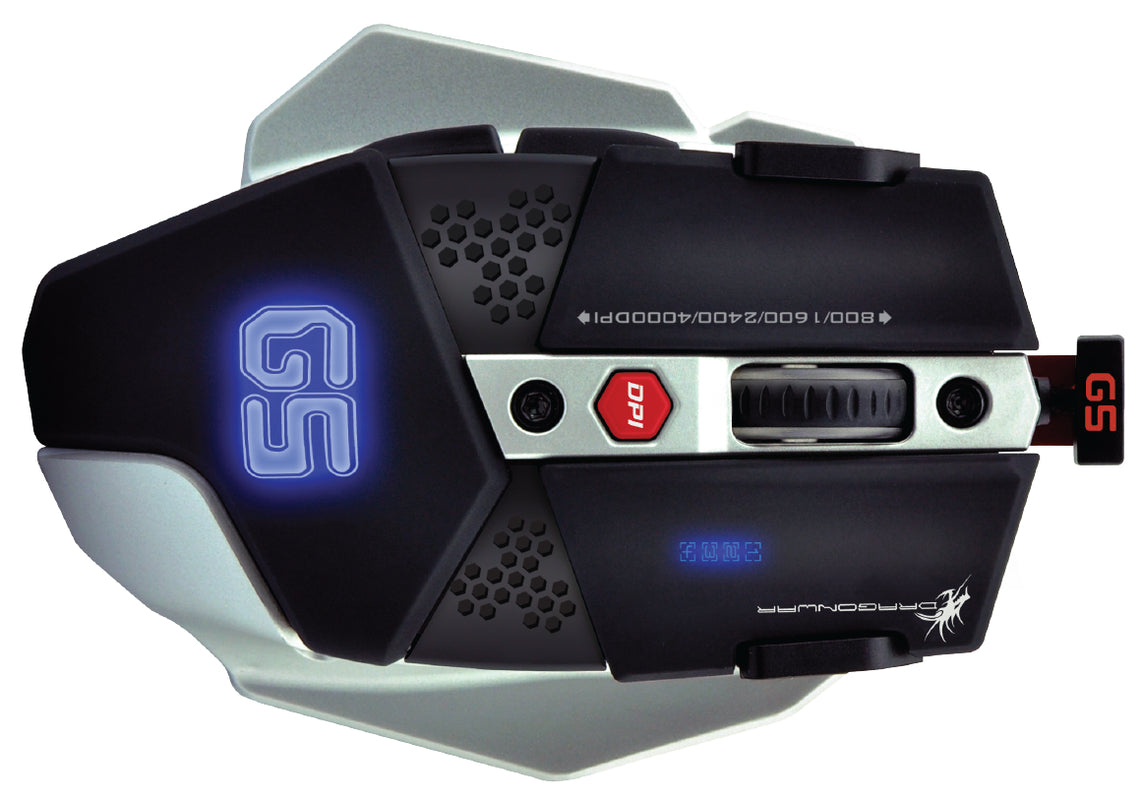 Dragonwar G5 Warlord 4000DPI souris de jeu RGB ergonomique et personnalisable avec 8 boutons - Noir