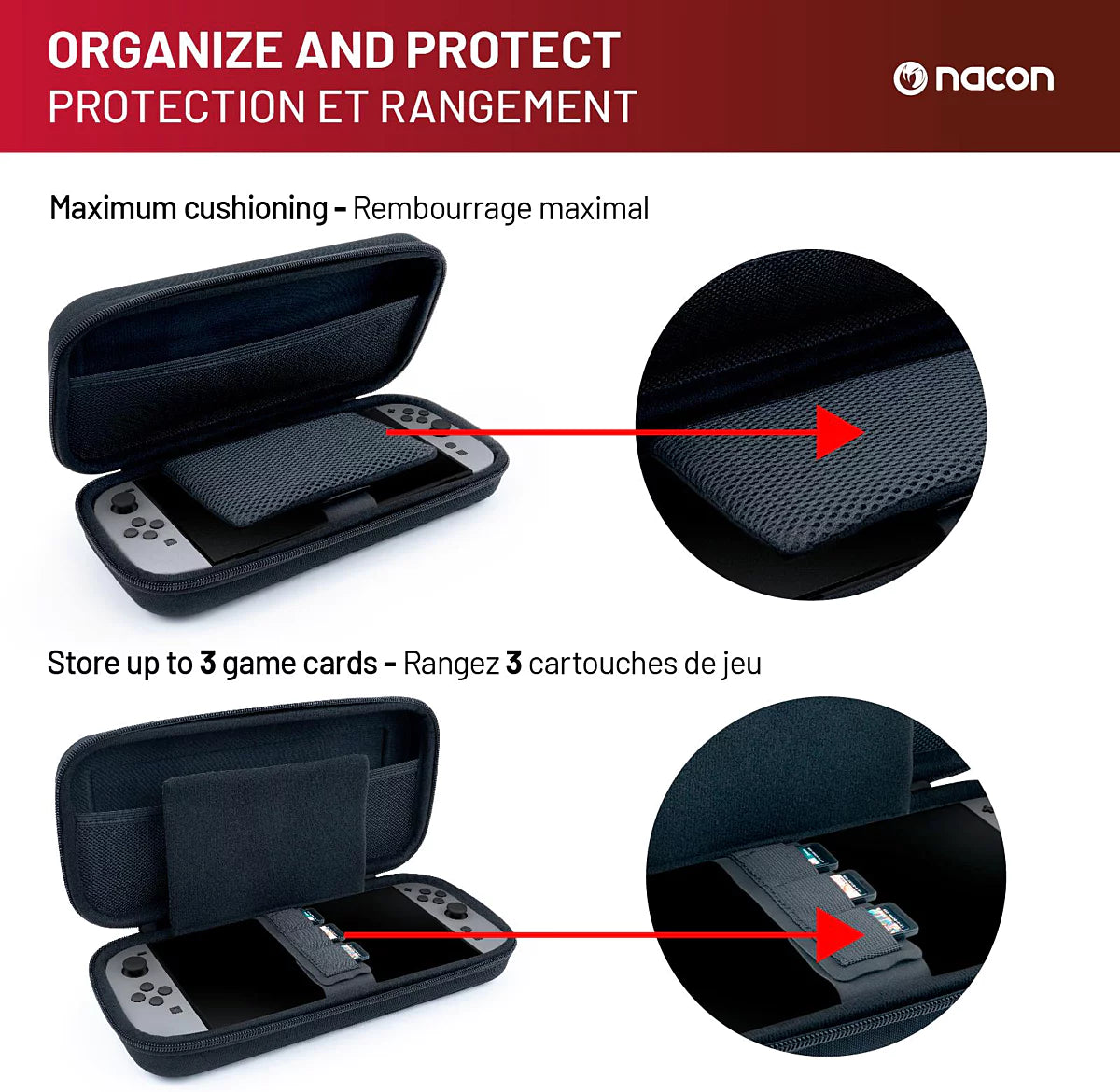 Pochette de transport rigide noire pour Nintendo Switch 2