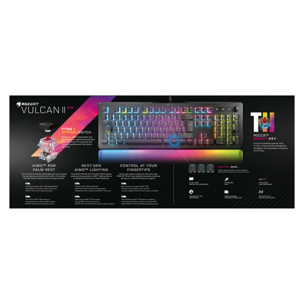 Turtlebeach - Clavier de jeu RGB optique Vulcan II Max Noir - Disposition Azerty FR - flash vidéo