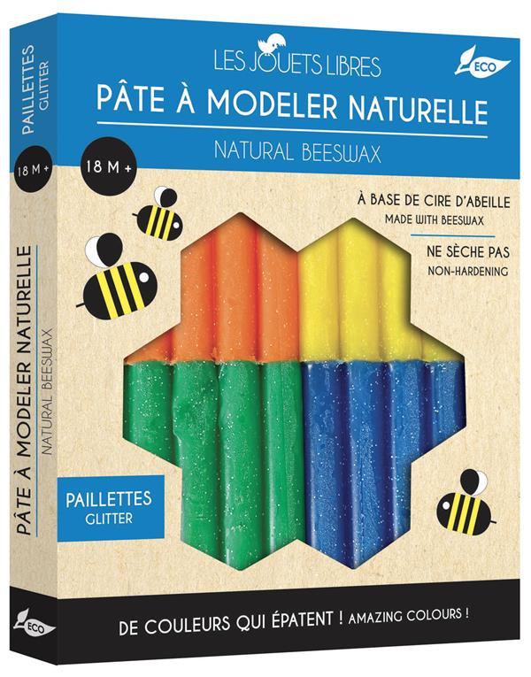 Pâte à modeler cire d'abeille : 4 couleurs pailletées - flash vidéo