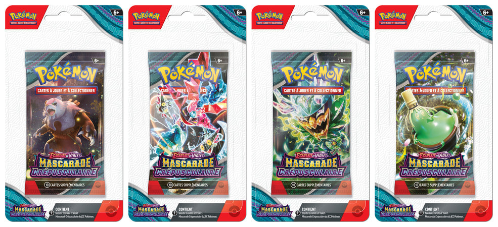 Pokémon JCC - Écarlate et Violet - Pack de Booster Blister Mascarade Crépusculaire (1 Booster aléatoire) - flash vidéo