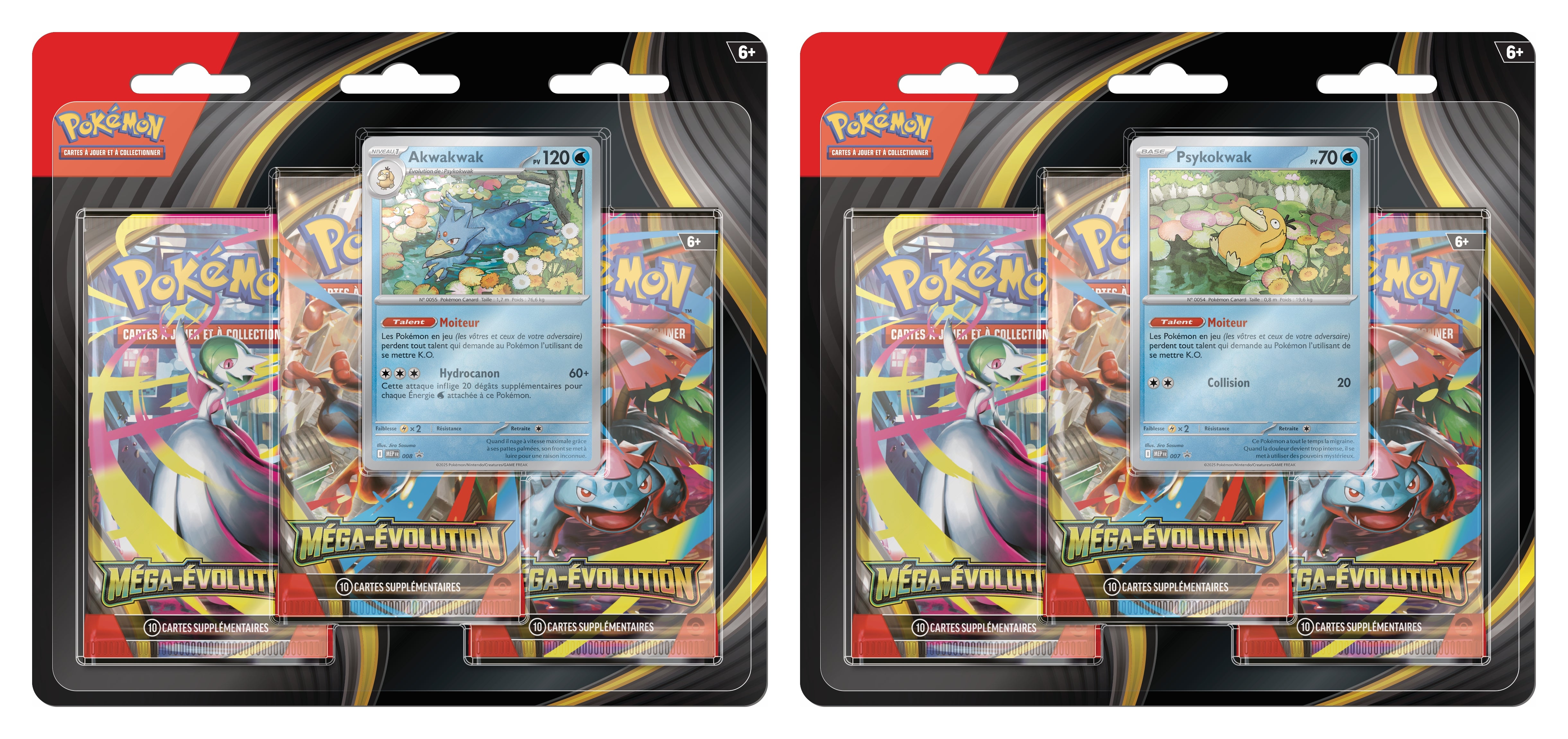 Pokémon JCC - Méga-Évolution - Pack Blister de 3 Boosters ME01 Akwakwak ou Psykokwak (1 Blister aléatoire)