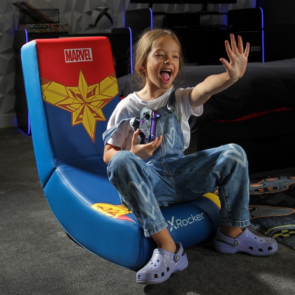 X Rocker - Siège de jeu Video Rocker Icon Marvel officiel Captain Marvel - flash vidéo
