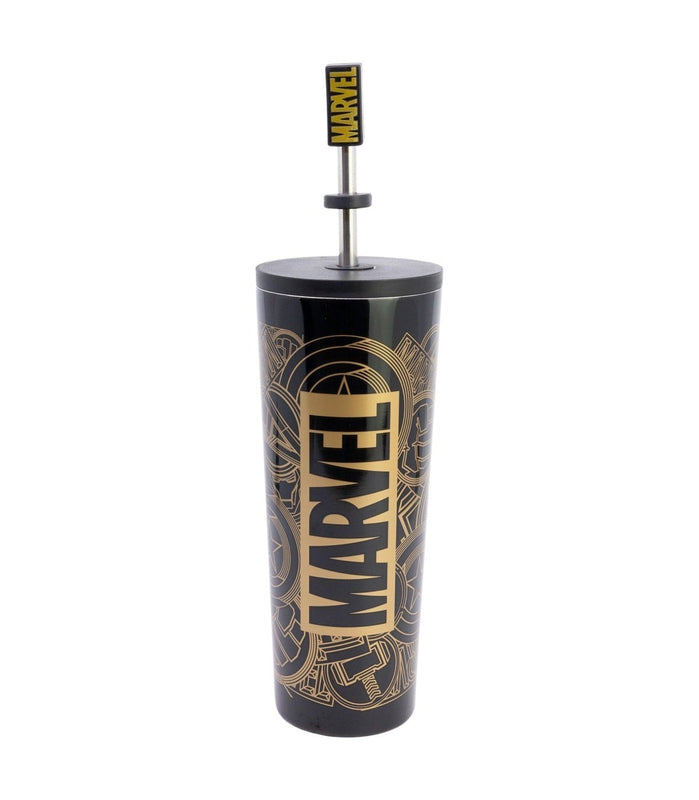 Stor - Marvel - Gobelet Isotherme en Acier Inoxydable avec Paille et couvercle 3D "Golden Treasure" 770ml